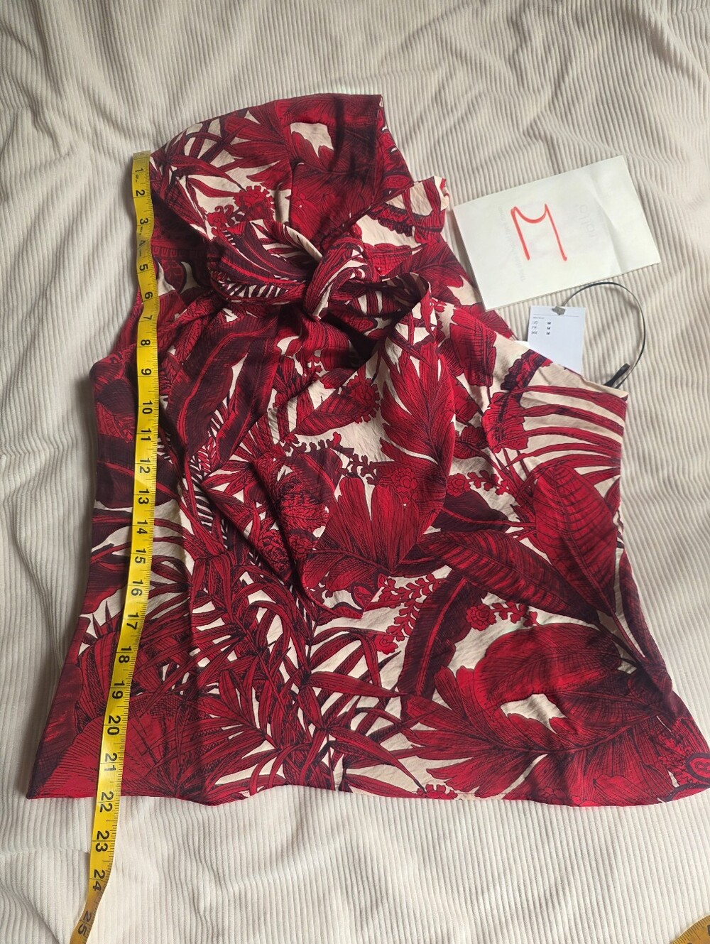 H&M Strap-detail One-shoulder Top Floral Red Paysley Bnwt - Picture 8 of 16
